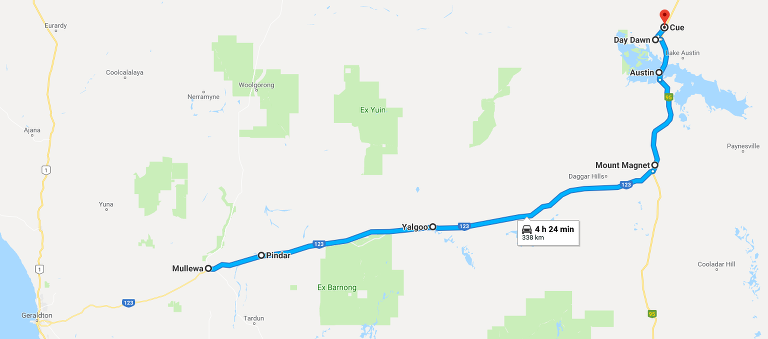 Route Map: Mullewa to Cue