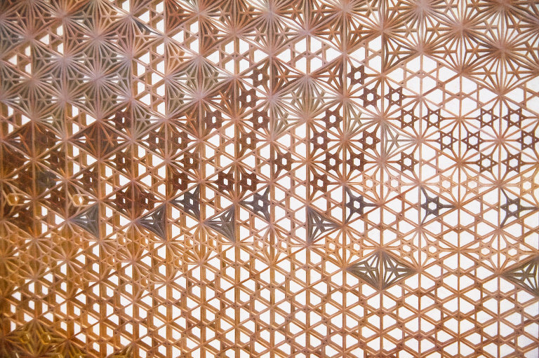 Intricately constructed wooden screen